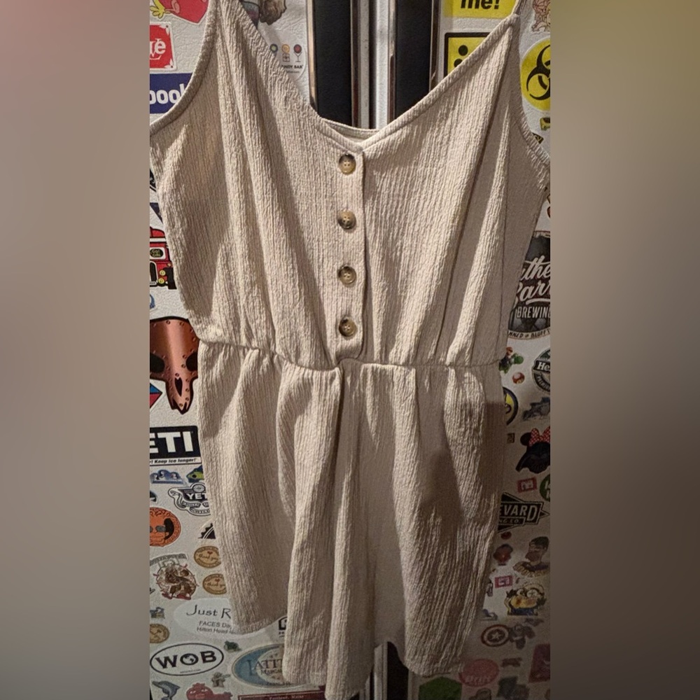 H&M Taupe Textured Button-Up Dress